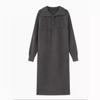 Twist sweater medium and long dress women's lapel autumn and winter loose lazy style temperament thin versatile knitted dress