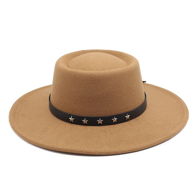 2022 Woolen Hat Women Spring And Autumn French Top Hat White Flat Edge Wide Brim British Men