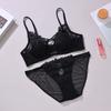 French Embroidered Sexy Lace Bunny Ears Underwear Set Breathable Large Breasts Small Gathered Bra for Women