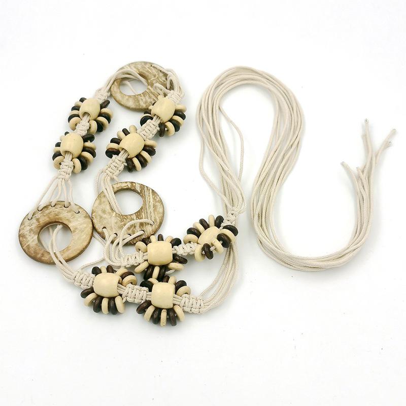 Böhmische handgewebte Perlen-Taillenkette aus Kokosnussschalen für Damen