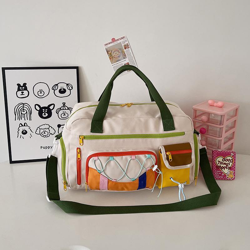 

Large Capacity Color Block Tote Bag Fashion Contrast Color Handbag Casual Portable Shopper Bag for Women Daily Use зелений