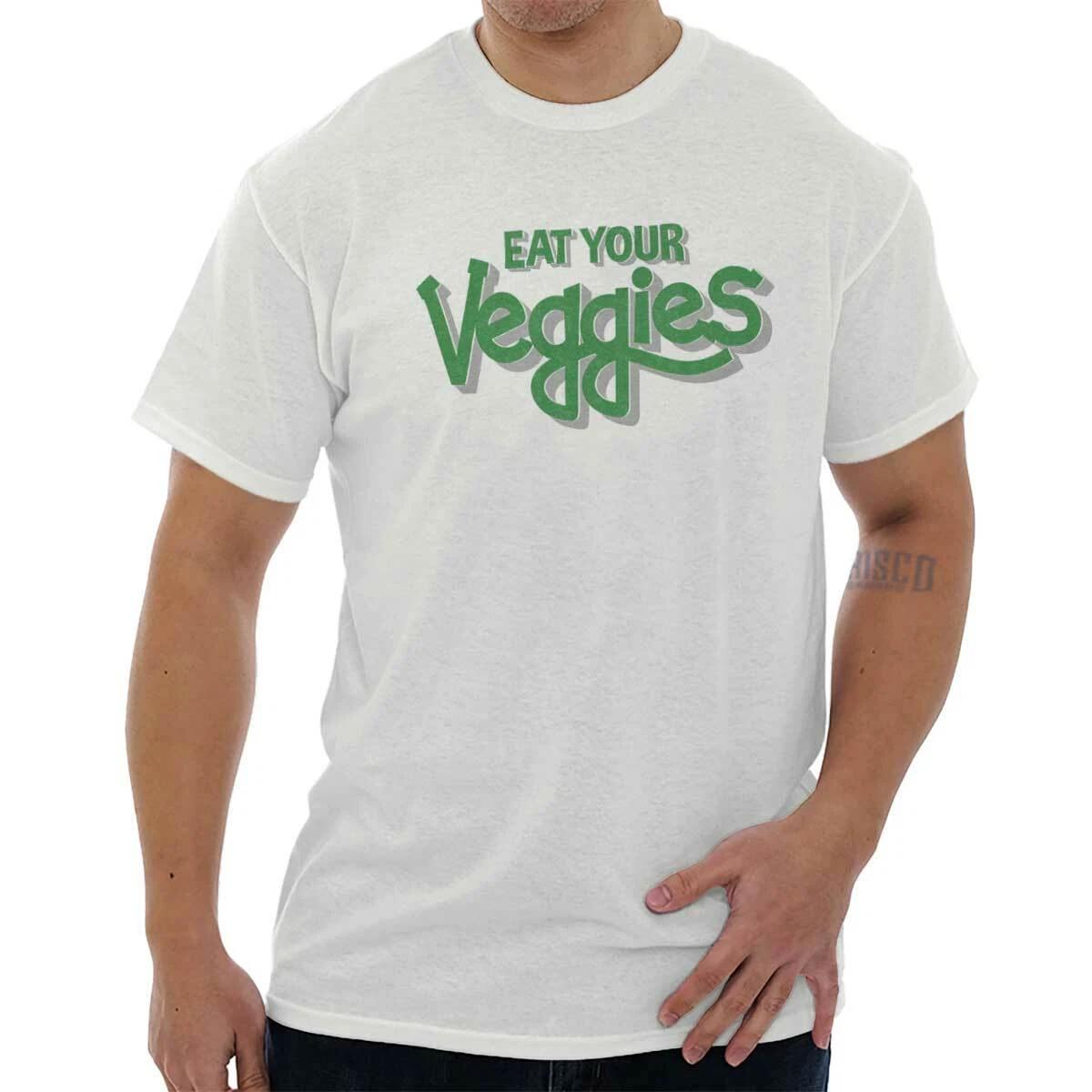 Vegan Vegetarian Saying Eat Your Veggies Womens or Mens Crewneck T Shirt Tee XL
