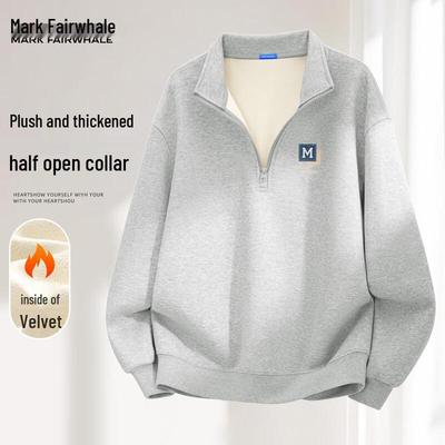 Mark Fairwhale Herren Fleece-gefüttertes Halbreißverschluss Stehkragen Sweatshirt