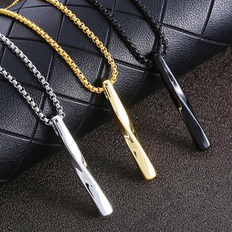 Gold Plated Men's Long Chain Necklace Fashion Screw Design with Spiral Pendant Hip Hop Party Anniversary Jewelry Gift for Men