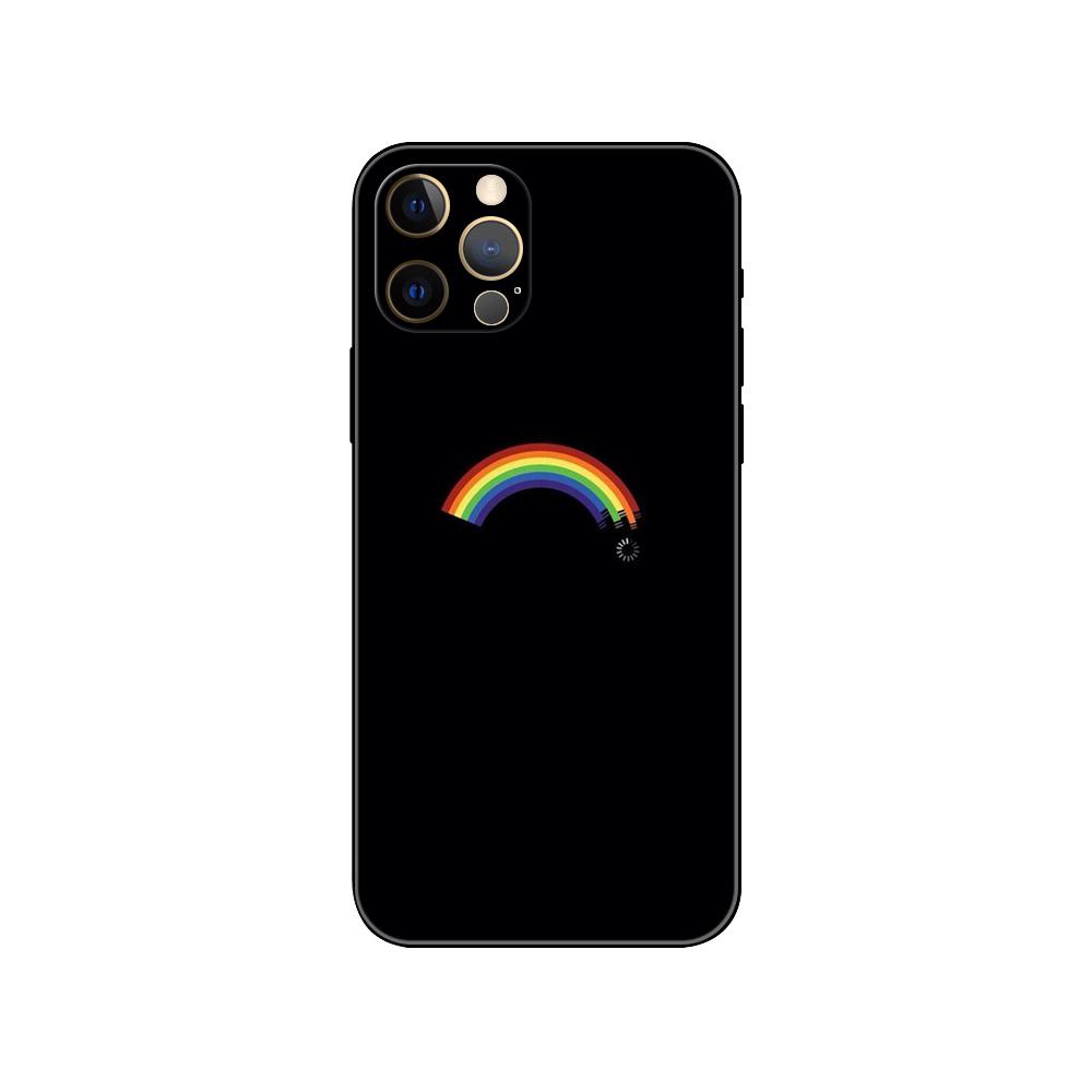 Rainbow Art DIY Phone Case for Iphone 5 5s 2020se 6 6s 7 8 Plus X 10 XR XS 11 12 13 Mini Pro MAX Black Tpu Back Cover