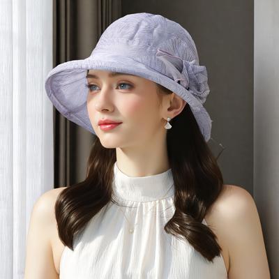 Eleganter Damen-Bucket-Hut mit floralem Akzent – leichtes, atmungsaktives Polyester, perfekt für Frühling und Sommer, ideal für Reisen, Wandern, Strand, Partys