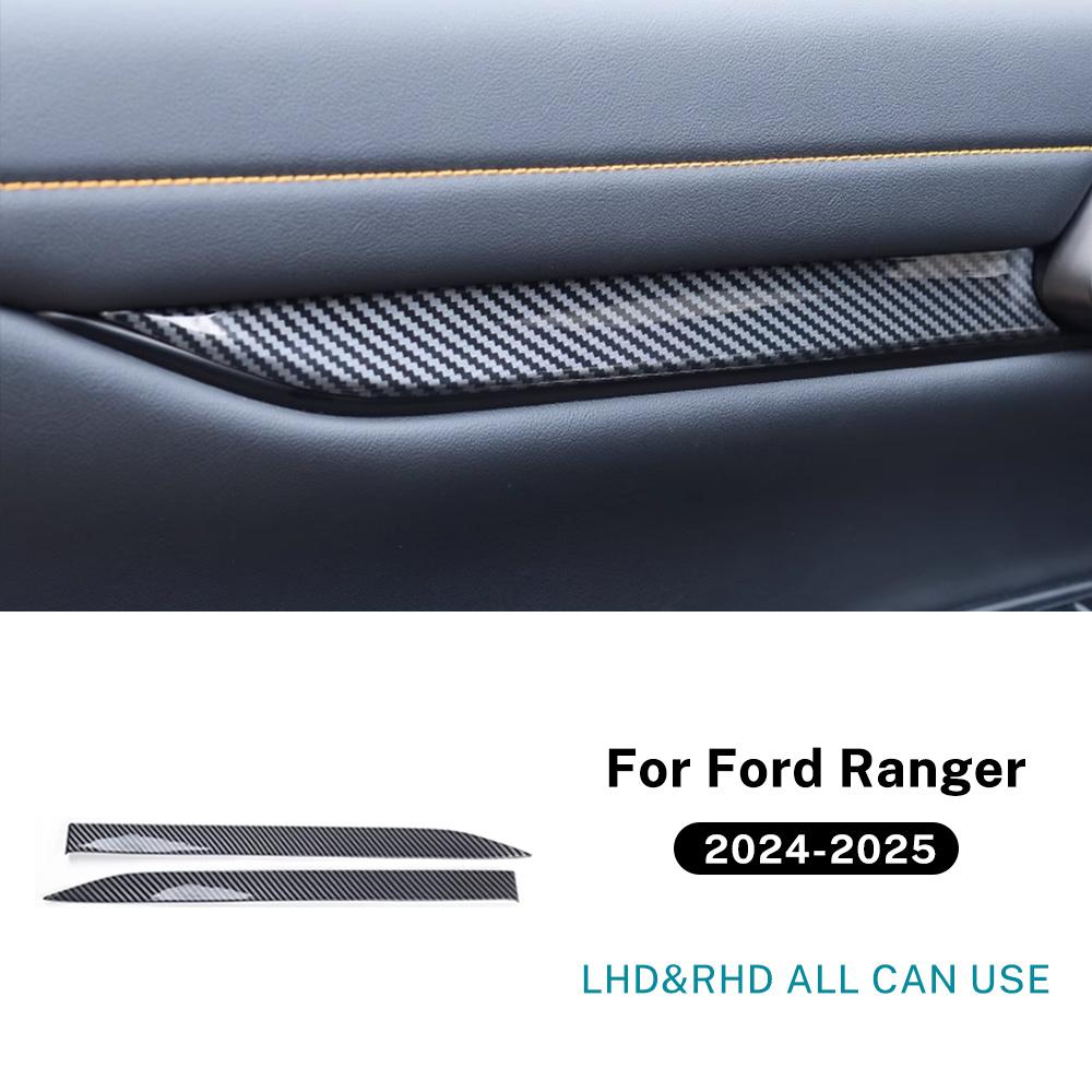 For Ford Ranger 2024 2025 LHD RHD Car Door Decor Panel Carbon fiber pattern Interior Accessories