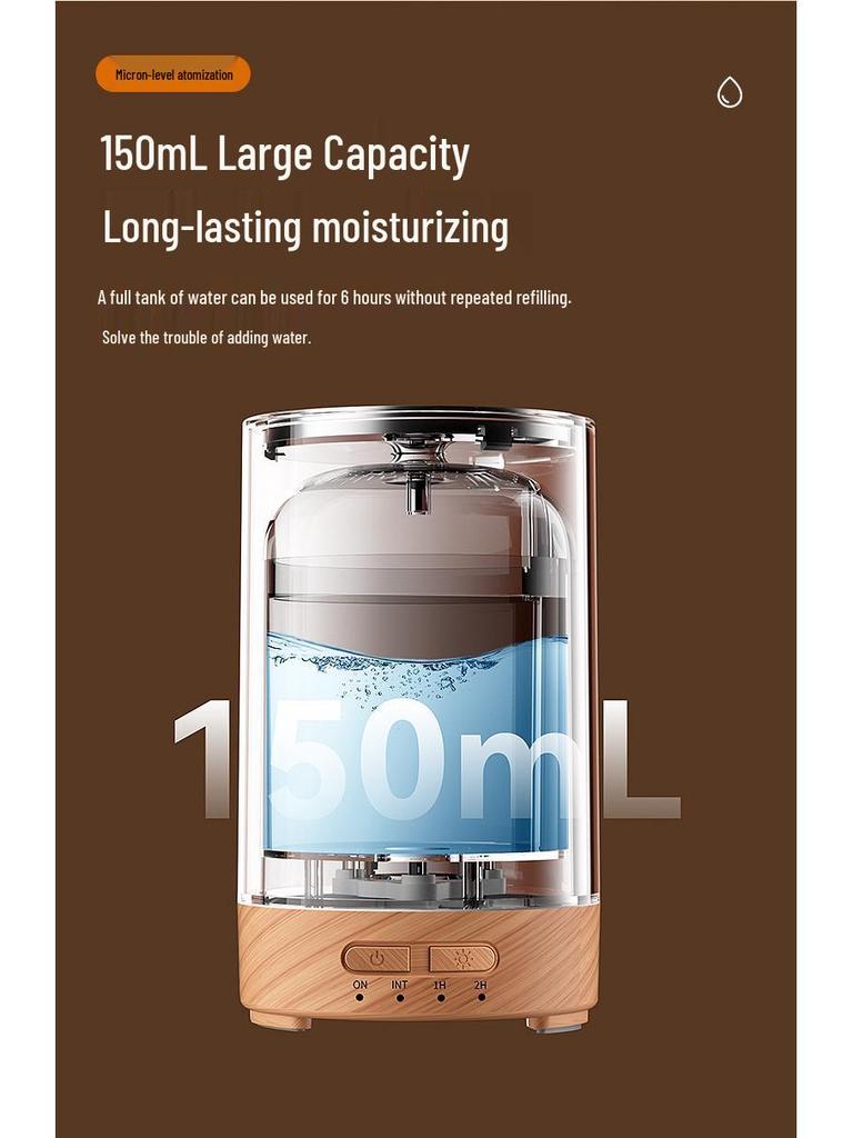 Crackle USB Desktop Humidifier with Seven-Color Ambient Light and Large Mist Output for Silent Home and Bedroom Aroma Diffusion.