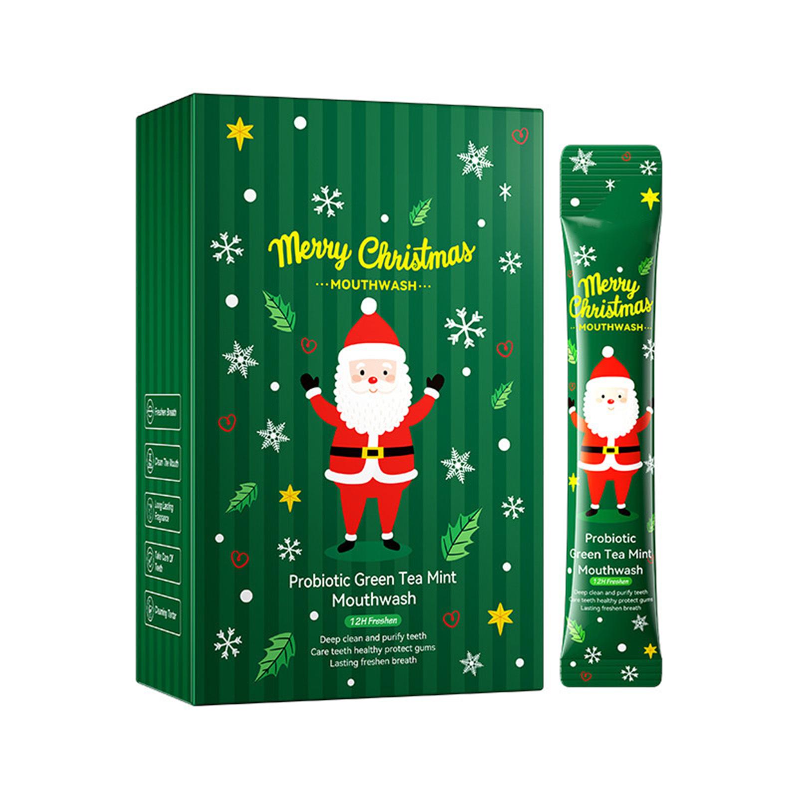 

20 Pcs 10ml Christmas Mouthwash Green Lemon Mint Flavored Probiotics Oral Rinse for Long Lasting Fresh Breath Dental Care Travel Size One Size