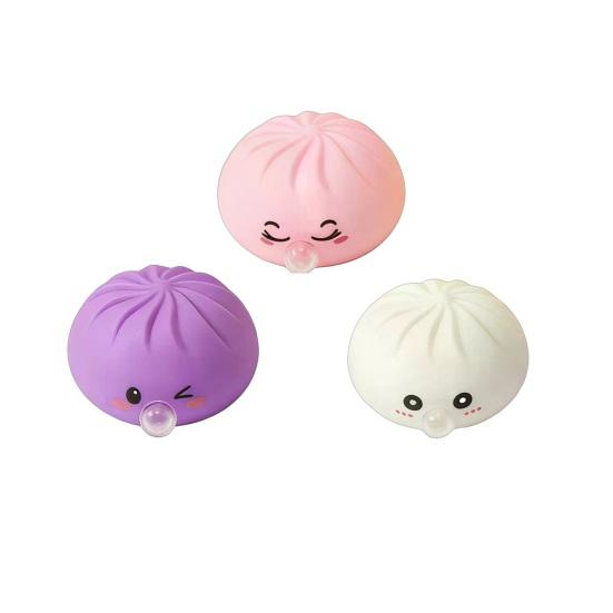1/3/5Pcs Bubble Blowing Cartoon Dumpling Toy Stress Relief Steamed Bun Squeeze Toy Soft Stretchy Bubble Dough Ball Fidget Toy