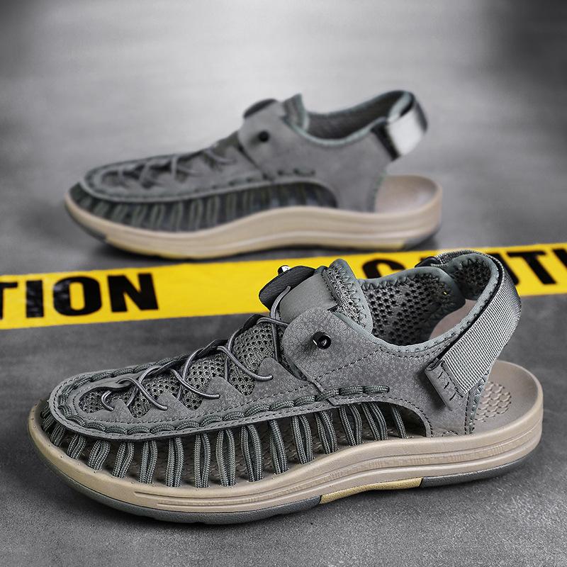 Fashion Sandals for Men Fashion Handmade Woven Sandals Summer Breathable Mesh Sandals Mens Casual Sports Sandal Non-Slip Beach Sandalias