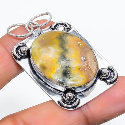 Natural Bumblebee Jasper Handmade 925 Sterling Silver Pendant 2.01" b8N88