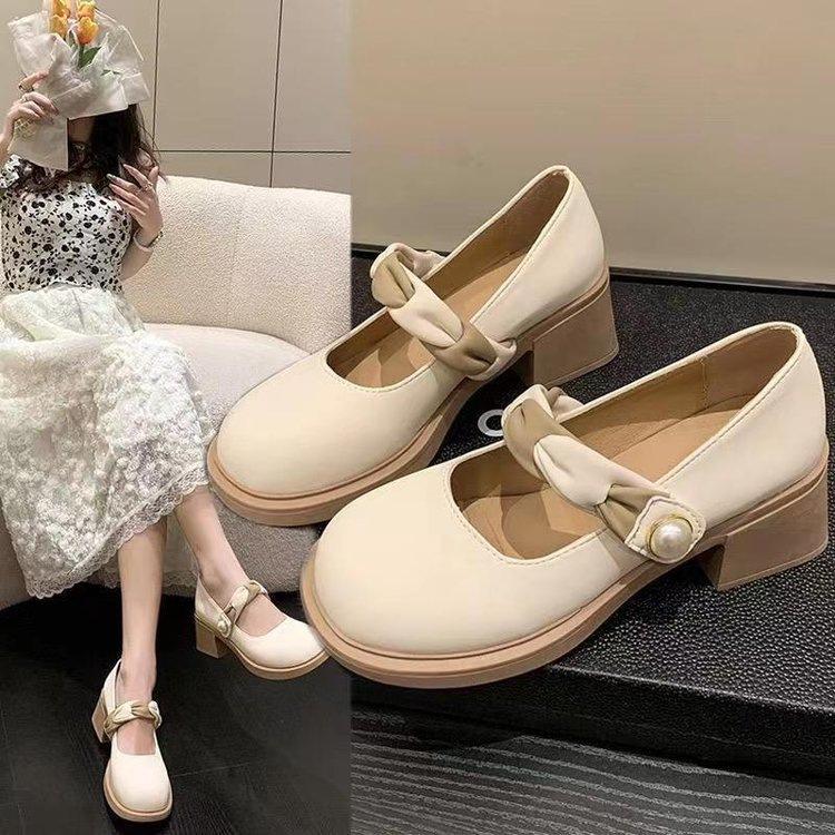 Autumn Mary Jane new outer wear small fragrant style small leather shoes light mouth high heel single shoes with skirt