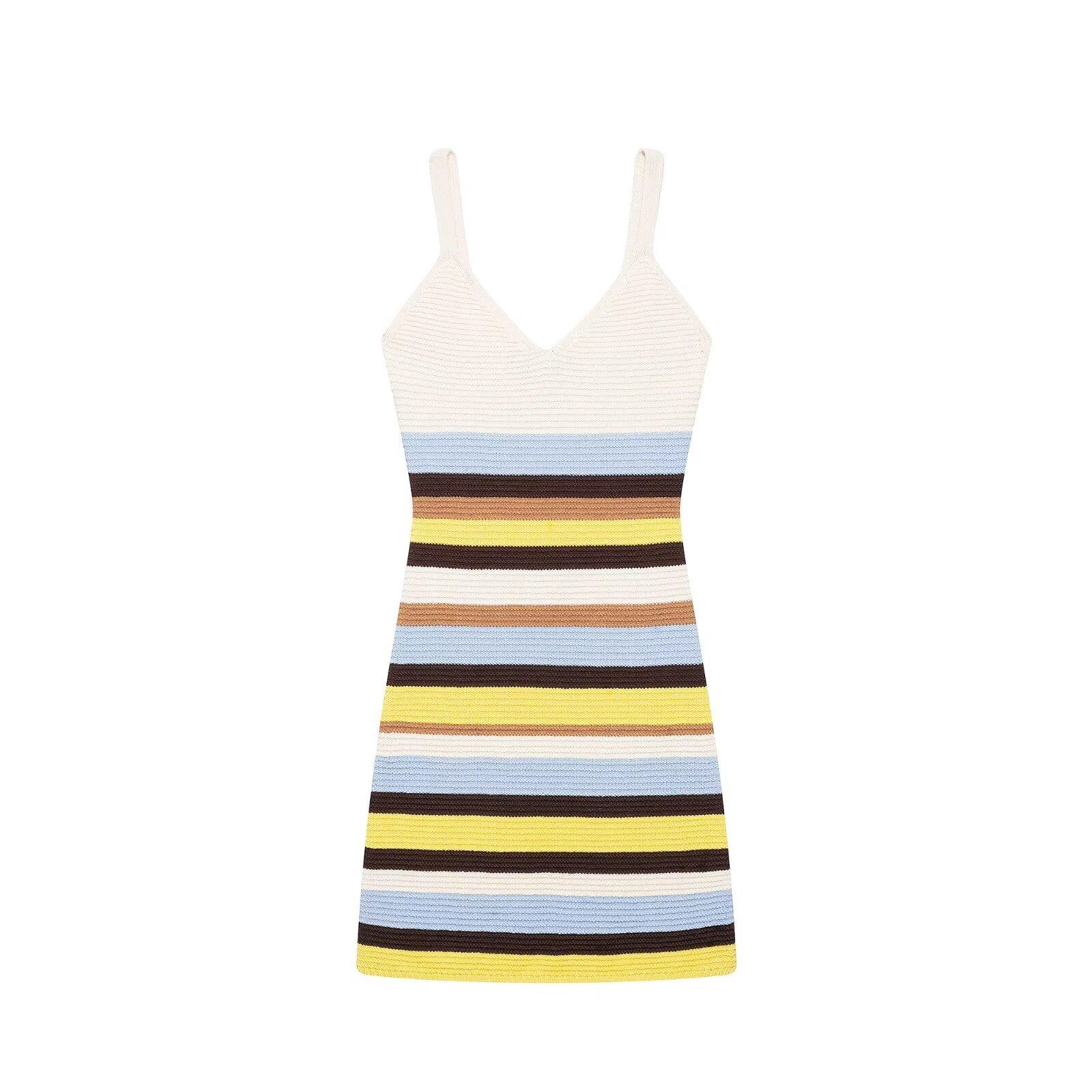 European and American style, new women s clothing, foreign style, classic striped knitted short dress 6771036 S