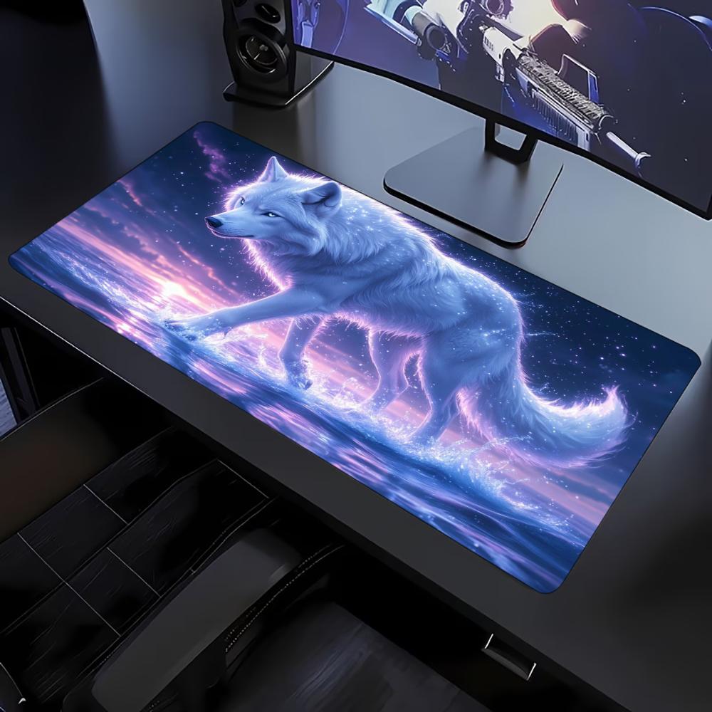 Mystical Galaxy Wolf Fantasy Art Non‑Slip Rubber Mouse Pad Smooth Desk Mat For Accurate Mouse Control Gaming Laptop Desktop Use
