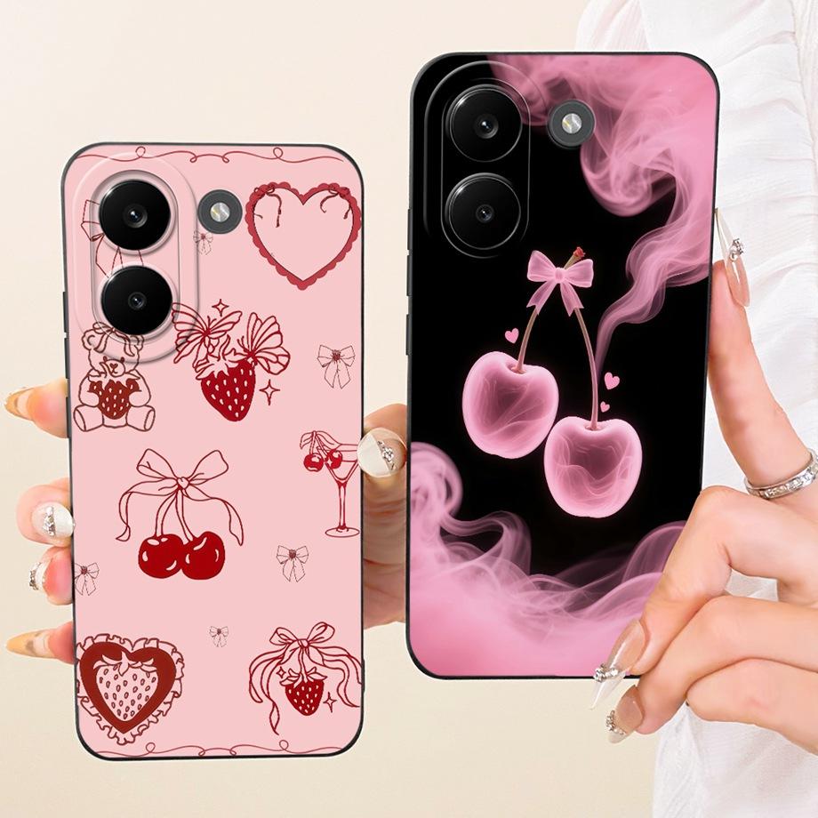 Soft Silicone Funda For Xiaomi Poco X8 Pro Max Redmi Turbo 5 Max Phone Case Vintage Starry Cherry Bow Printed Daisy Bumper