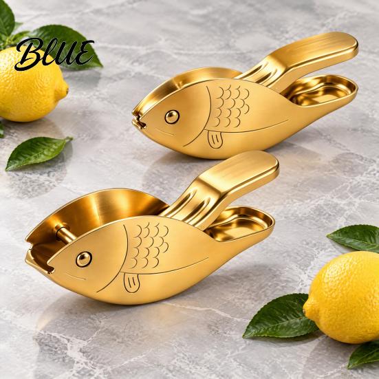 Lightweight Squeezer for Travel 2Pcs Fish Shape Lemon Squeezer Stainless Steel Manual Citrus Juicer Portable Hand Press Limes Oranges Cocktails,