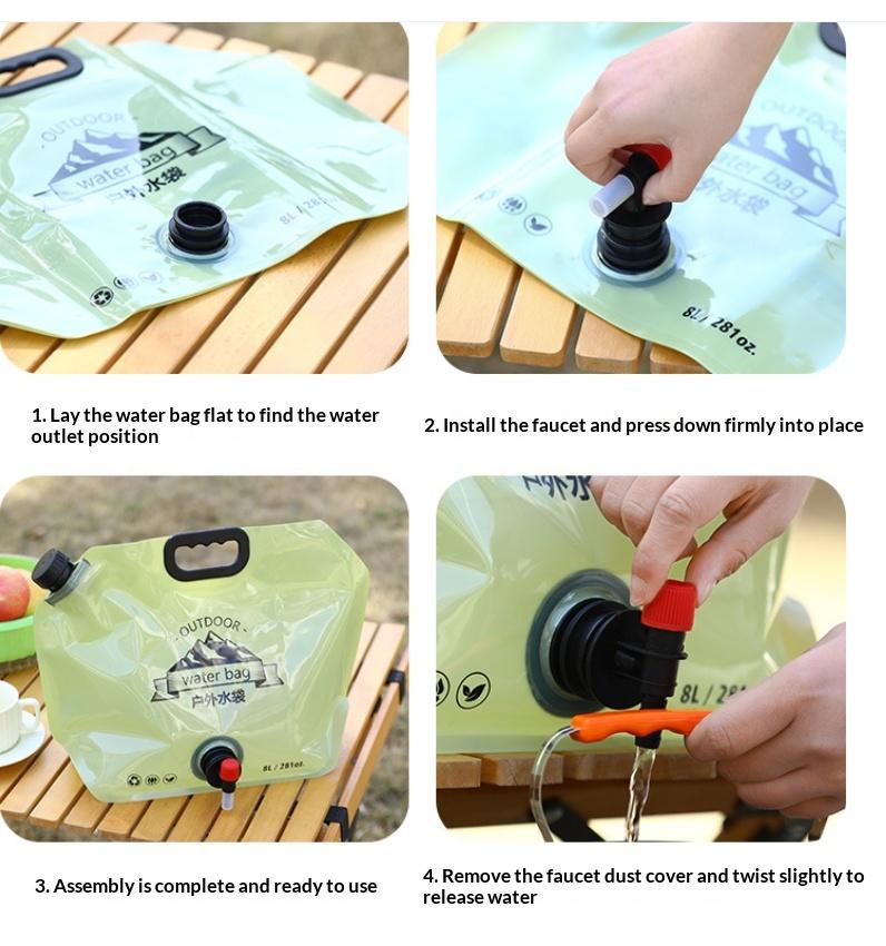 Foldable Outdoor Water Storage Bag Food Grade Leak Proof Valve Large Capacity for Camping Picnic Fishing Activities