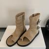 Fashion 2025 Summer Female Sandal Sale Of Women's Shoes All-Match Flip Flops Platform Buckle Girls Boot New Velvet Retro Corrective Flat