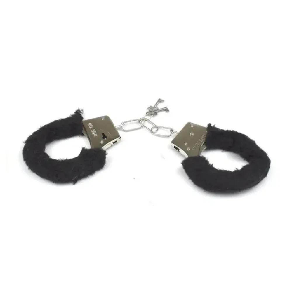1 Set Adult Product Solid Color Plush Handcuffs Couple Game Fun Toy Handcuffs Accessories