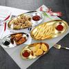 Stal Nierdzewna Taca Obiadowa Miseczka na Przekąski Taca do Serwowania Przystawek Taca na Frytki Pojemnik na Lunch Talerze do Pierogów Akcesoria Kuchenne