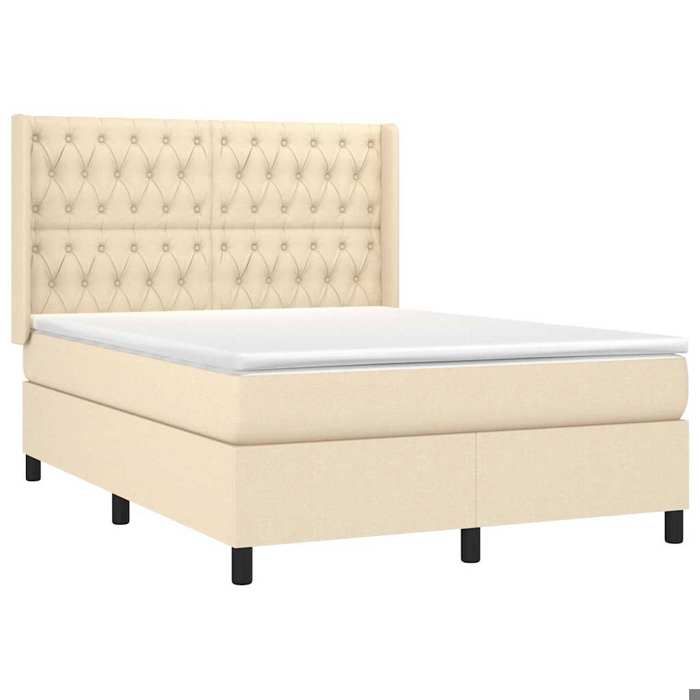 Maison Exclusive - Sommier à lattes de lit avec matelas Crème 140x190 cm Tissu