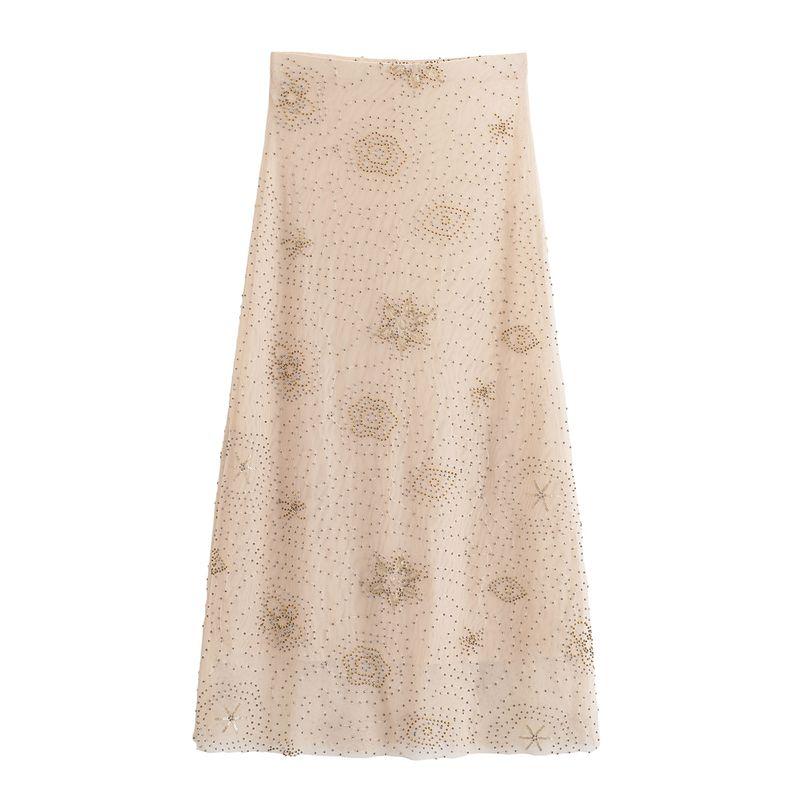 Za Spring and Autumn New Arrivals Women's Clothing Zr European and American Style Fashion Beaded Top Mesh Skirt 4813832 8313833