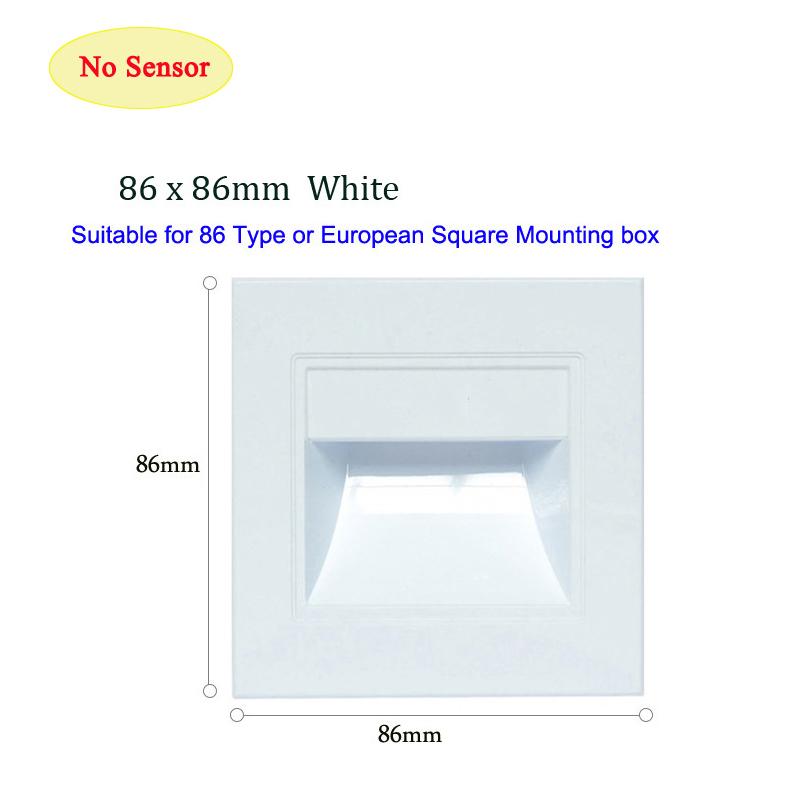 Square 86Type PIR Motion Detector Sensor Led Stair Light Infrared Human Body Induction Lamp Recessed Steps Ladder Staircase Wall