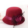 Women Retro Floral Bowler Hat Solid Color Cap for Party Prom Outdoor Travel