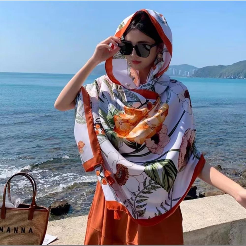 Chaka Salt Lake Great Northwest Tourism Ethnic Style Scarf Silk Scarf Women'S Summer Seaside Beach Shawl Sunscreen Thin