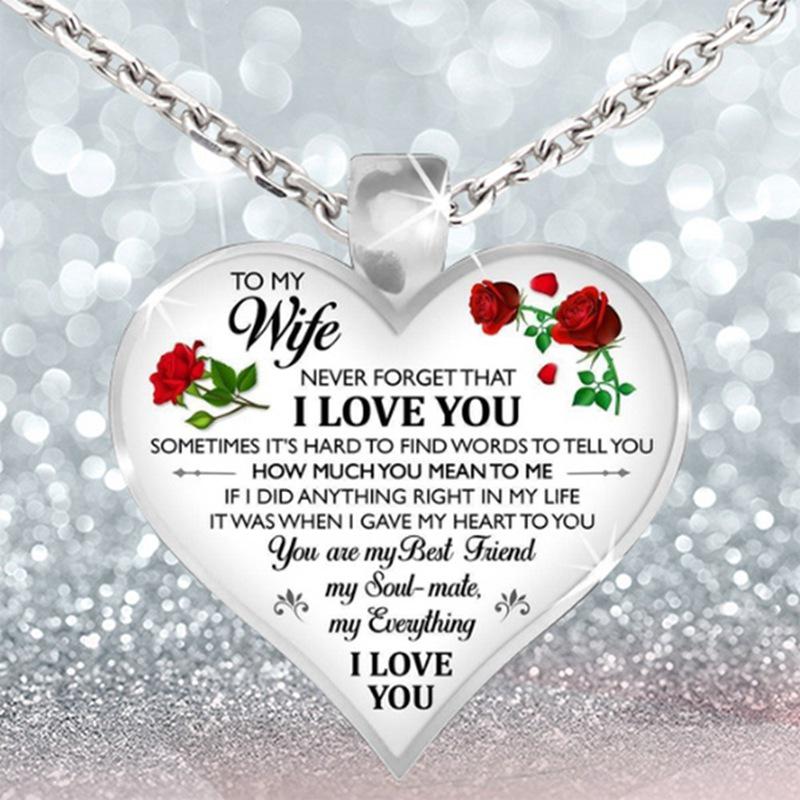 Buy Romantic Heart Necklace Rose Flower 