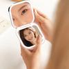 2 Face Sides Touch Compact Led 3 Colors Mini Foldable Cosmetic Charge Makeup Mirror with Light 3X Magnifying Compact Handheld