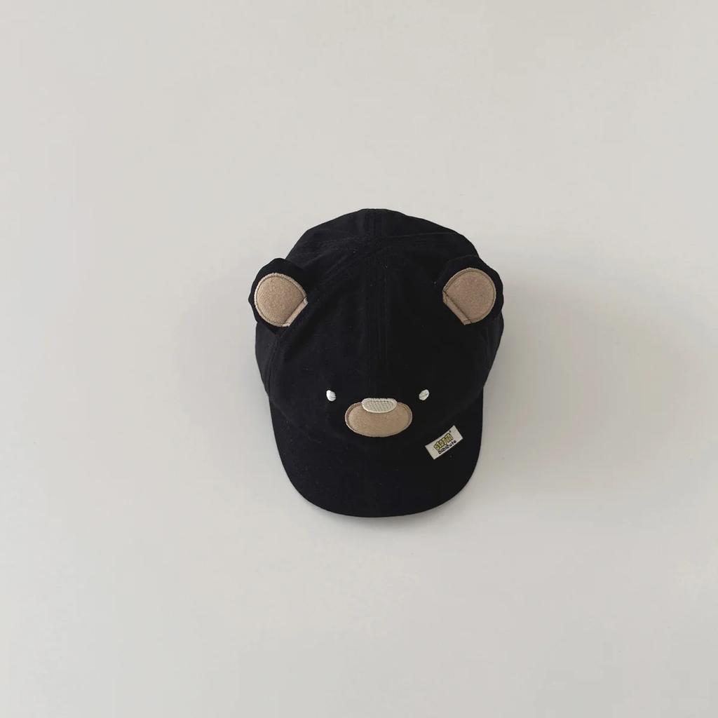 Korean Sporty Fashion Young Kids Baseball Cap Cute Cartoon Bear Peak Cap for Toddler Spring Travel Baby Sunshade Hat