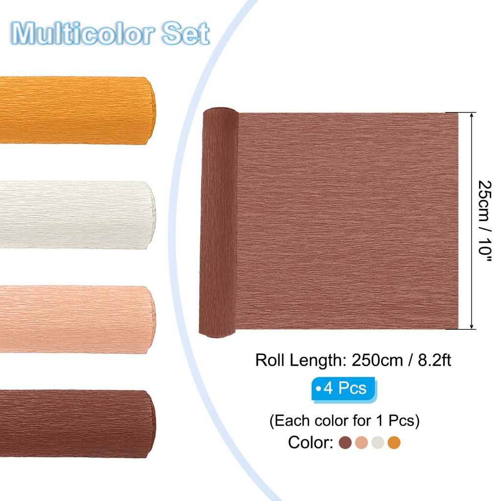 4/8 Rolle Krepppapierrolle Weiches Papier Luftschlangenblatt für Basteln Blumenmachen Verpacken Party Geburtstag Hochzeitsdekoration 4 Farben