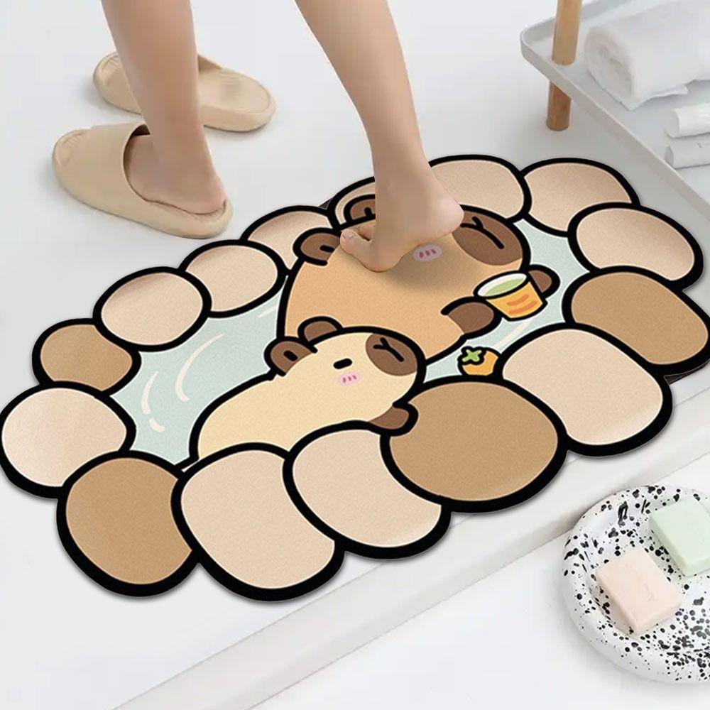 Cute Capybara Bathroom Foot Pad Absorbent Cartoon Doormat Diatom Mud Quick Drying Carpet