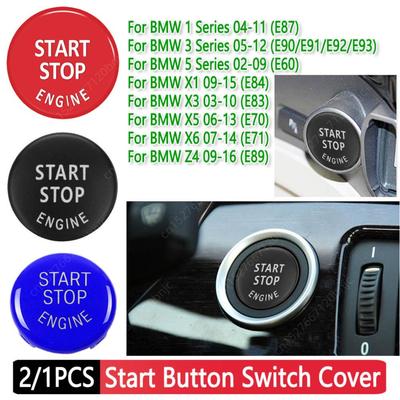 2/1pcs Car Engine Start Stop Switch Cover Replace Buttons Cap for BMW 1 3 5 Series E87 E60 X1 E84 X3 E83 X5 E70 X6 E71 Z4