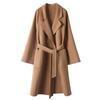 Women's Extra Long Double-Sided 100% Wool Coat with Belt for Autumn and Winter