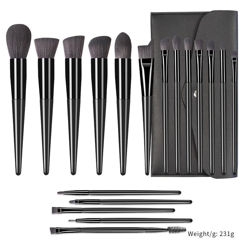 18 Black Makeup Brush Set  High-quality Solid Wood Handle Makeup Brush Complete Set