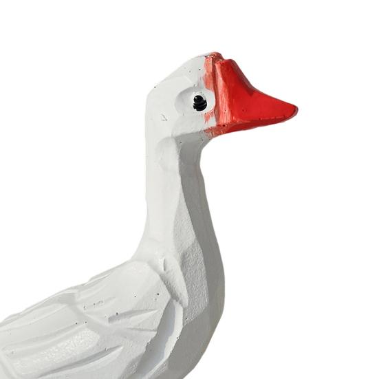 Resin Goose Ornament Desktop White Goose Statue Mini Goose Figurine for Home Office Tabletop Potted Plant Decor