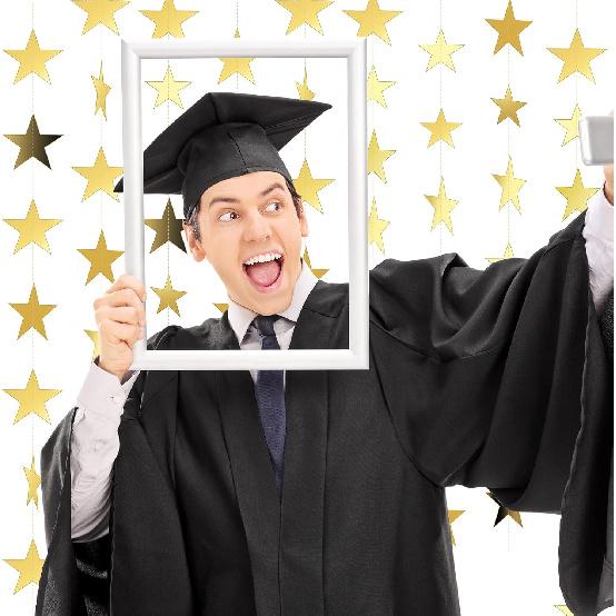 Spakon 65 Feet Glitter Star Paper Garland Banner Hanging Decoration Star Streamers Double Side 2025 Graduation Decorations for Wedding Birthday