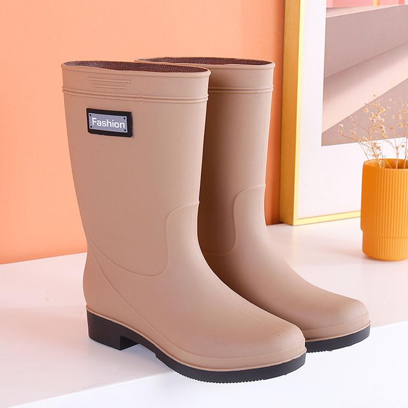 Waterproof Rain Shoes Women's Winter Mid-tube Work Rubber Shoes Warm Fashion Water Boots Rain Boots Water Shoes Adult Non-slip Kitchen