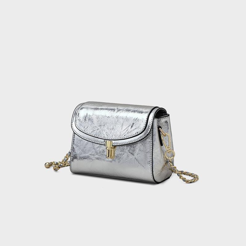 New Genuine Leather Women's Crossbody Bag Small Bag High-end Autumn and Winter Niche Chain Bag