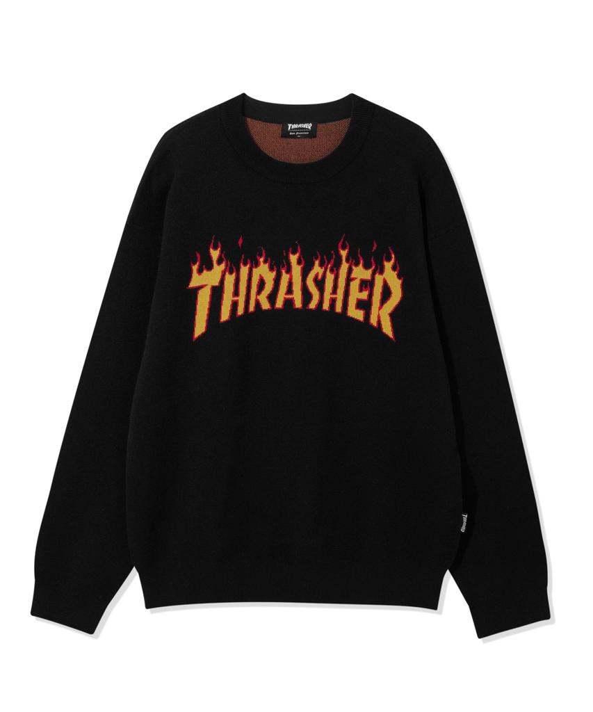 Treasure Jacquard Flame Logo Knit Black