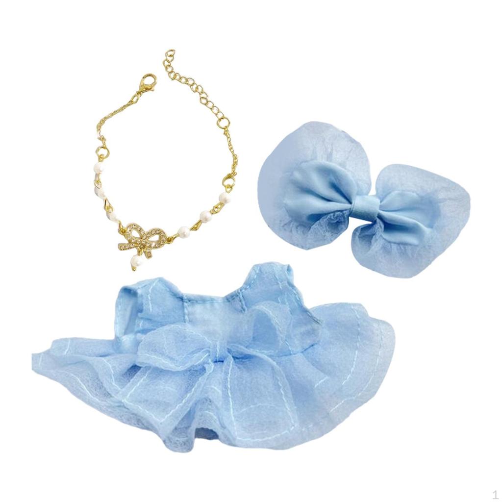 Girl Doll Clothes Bow Headdress Decor Tulle Dress Set for Dolls Age 57 810 Style A