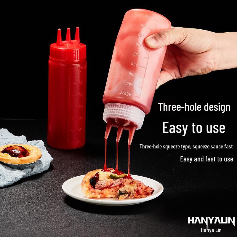 Large Capacity Food-Grade Japanese Three-Hole Squeeze Bottle - In Stock