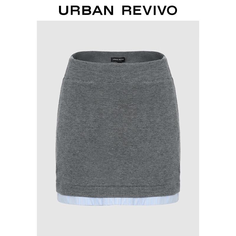 UR Women s Preppy Spliced Stripe Knit Mini Skirt L