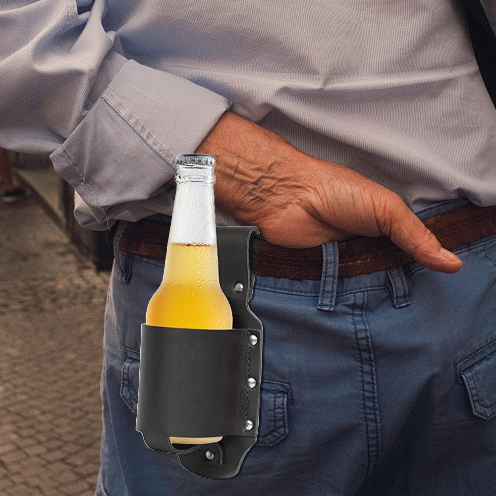 Multipurpose Beverage Bottles Holder PU Leather Bottles Storage Holder Creative Chic Wear-resistant for Outdoor Hiking Camping
