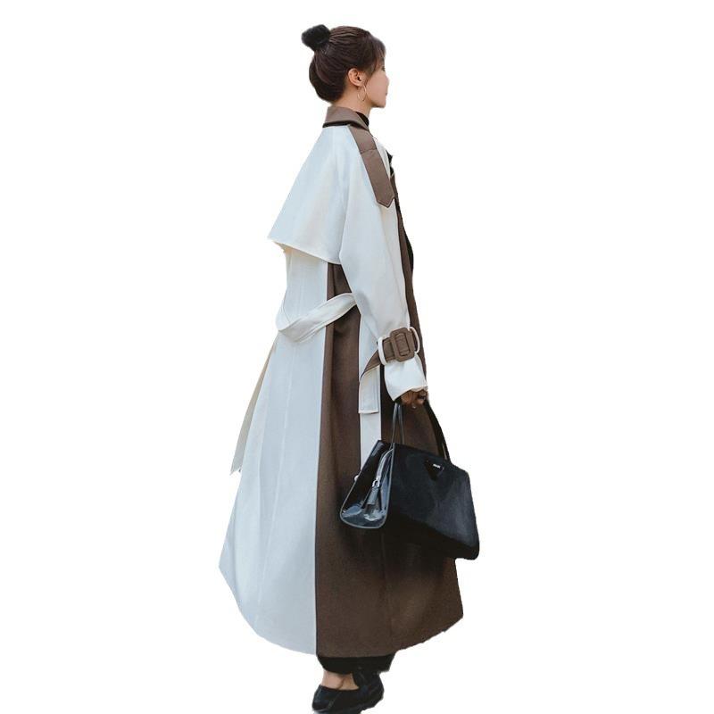 Women's Trench Coat Women's Long Spring and Autumn Korean Style Goddess Style Large Lapel Trench Coat