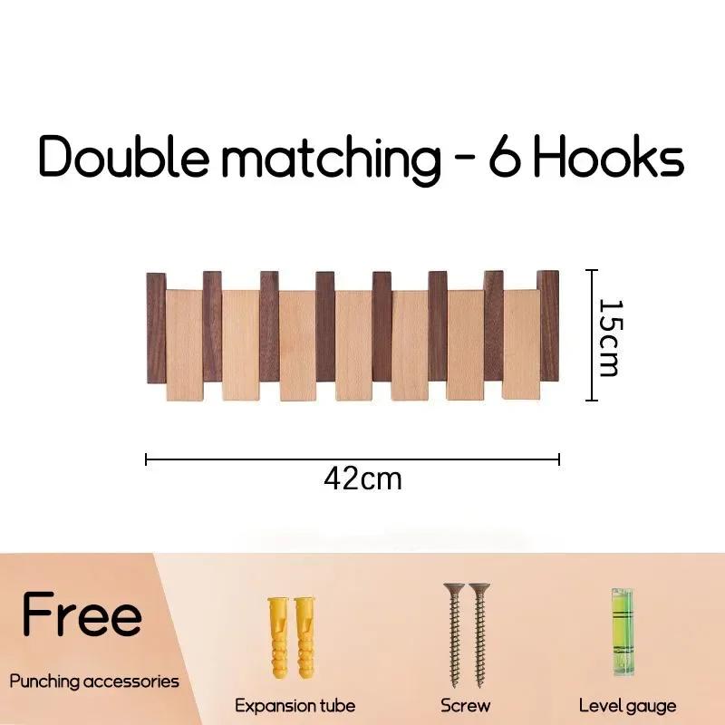 Wall Mounted Black Walnut Coat Rack Creative Hanging Hat Key Bags Holder Doorway Entrance Rack Home Decor Furniture