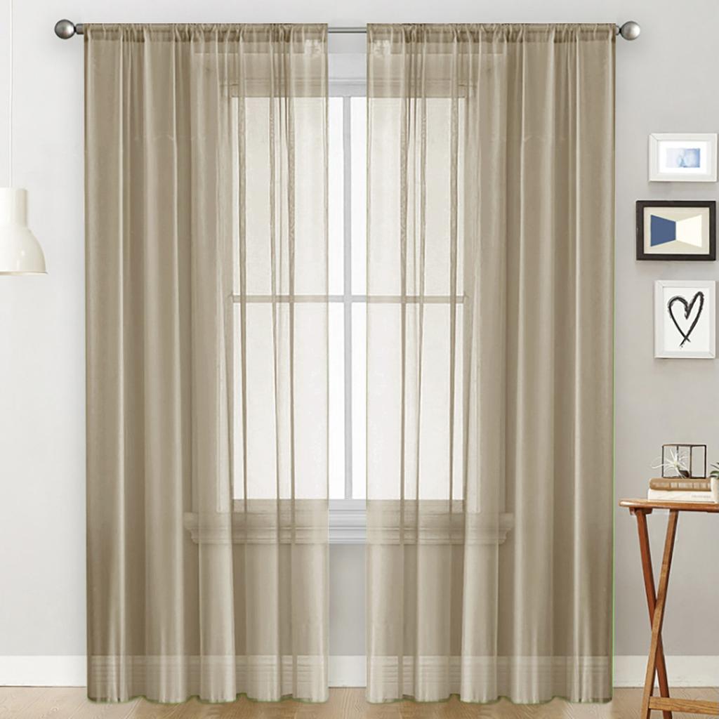 Solid Color Double String Terylene Curtain Sheer Semi-Blackout Thin Window Sheer